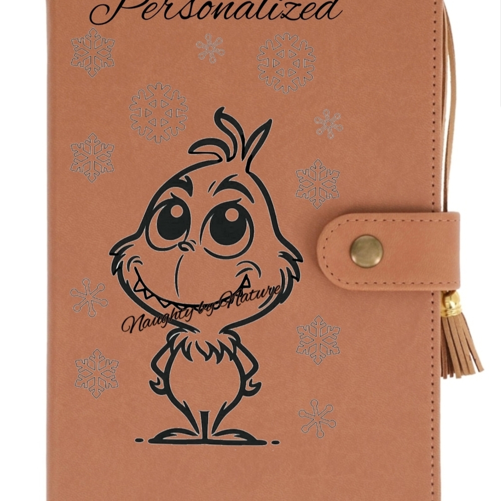 Personalized Tan Labubu Monster Christmas Grinch Journal